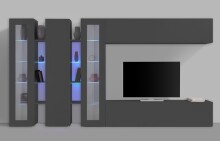 Wohnwand >Benevent< (7-teilig) in Anthrazit matt - 340x180x30 (BxHxT)