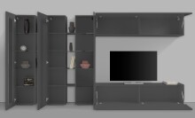 Wohnwand >Benevent< (7-teilig) in Anthrazit matt - 340x180x30 (BxHxT)