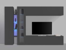 Wohnwand >Benevent< (5-teilig) in Anthrazit matt - 280x180x30 (BxHxT)
