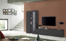 Wohnwand >Benevent< (4-teilig) in Anthrazit matt - 280x180x30 (BxHxT)