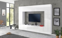 Wohnwand >Benevent< (4-teilig) in Weiß Hochglanz - 260x180x30 (BxHxT)