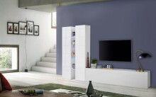Wohnwand >Benevent< (4-teilig) in Weiß Hochglanz - 280x180x30 (BxHxT)