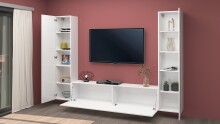 Wohnwand >Benevent< (3-teilig) in Weiß Hochglanz - 260x180x30 (BxHxT)
