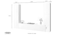 Wohnwand >Benevent< (3-teilig) in Weiß Hochglanz - 260x180x30 (BxHxT)