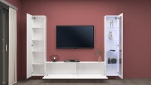 Wohnwand >Benevent< (3-teilig) in Weiß Hochglanz - 260x180x30 (BxHxT)
