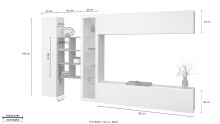 Wohnwand >Benevent< (5-teilig) in Weiß Hochglanz  - 320x180x30 (BxHxT)
