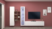 Wohnwand >Benevent< (4-teilig) in Weiß Hochglanz - 320x180x30 (BxHxT)