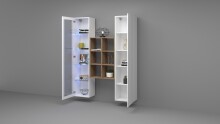 Wohnwand >Benevent< (3-teilig) in Weiß Hochglanz - 140x180x30 (BxHxT)