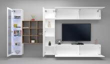 Wohnwand >Benevent< (5-teilig) in Weiß Hochglanz - 350x180x30 (BxHxT)