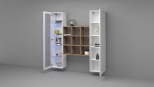 Wohnwand >Benevent< (3-teilig) in Weiß Hochglanz - 170x180x30 (BxHxT)