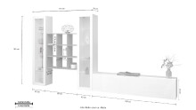 Wohnwand >Benevent< (4-teilig) in Weiß Hochglanz - 350x180x30 (BxHxT)