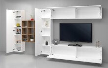 Wohnwand >Benevent< (5-teilig) in Weiß Hochglanz - 350x180x30 (BxHxT)