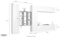Wohnwand >Benevent< (5-teilig) in Weiß Hochglanz - 350x180x30 (BxHxT)
