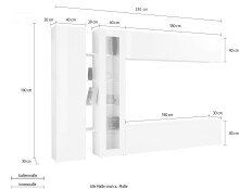 Wohnwand >Benevent< (5-teilig) in Weiß Hochglanz - 280x180x30 (BxHxT)