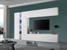 Wohnwand >Benevent< (5-teilig) in Weiß Hochglanz - 280x180x30 (BxHxT)