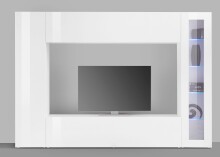 Wohnwand >Benevent< (4-teilig) in Weiß Hochglanz - 260x180x30 (BxHxT)