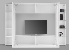Wohnwand >Benevent< (4-teilig) in Weiß Hochglanz - 260x180x30 (BxHxT)