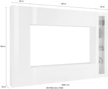 Wohnwand >Benevent< (4-teilig) in Weiß Hochglanz - 260x180x30 (BxHxT)
