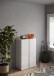 Schuhschrank >Farina< 2 Türen, Weiss Hochglanz Lack / Eiche Cadiz Dekor - 70x111x35cm B/H/T