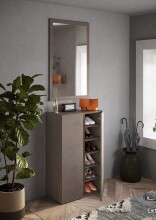 Schuhschrank >Farina< 2 Türen, Bronzo / Mercure Struktur-Dekor - 70x111x35cm B/H/T