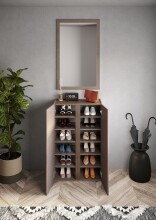 Schuhschrank >Farina< 2 Türen, Bronzo / Mercure Struktur-Dekor - 70x111x35cm B/H/T