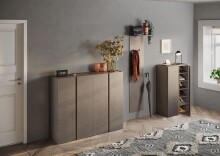 Schuhschrank >Farina< 2 Türen, Bronzo / Mercure Struktur-Dekor - 70x111x35cm B/H/T
