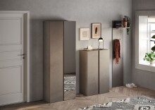 Schuhschrank >Farina< 2 Türen, Bronzo / Mercure Struktur-Dekor - 70x111x35cm B/H/T