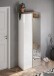 Schuhschrank >Farina< Spiegel, Weiss Hochglanz Lack / Eiche Cadiz Dekor - 70x185x35cm B/H/T