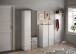 Schuhschrank >Farina< Spiegel, Weiss Hochglanz Lack / Eiche Cadiz Dekor - 70x185x35cm B/H/T