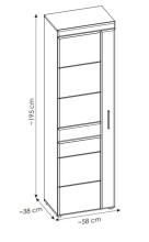 Garderobenschrank >GRANO< 4 Böden, 1 Stange, Viking Eiche Dekor / Kosmos Grau - 58x195x38 (BxHxT