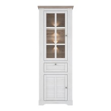 Vitrine >ILOPPA<  2 Türen, 1 Schub, Schnee/ Nelson Eiche Dekor - 75,6x209,8x44,3cm BxHxT