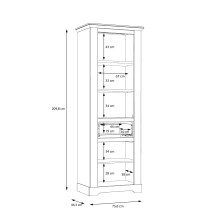 Vitrine >ILOPPA<  2 Türen, 1 Schub, Schnee/ Nelson Eiche Dekor - 75,6x209,8x44,3cm BxHxT