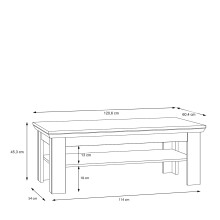 Couchtisch >ILOPPA< mit Ablage, in Schnee / Nelson Eiche Dekor - 120,6x45,3x60,4cm (BxHxT)