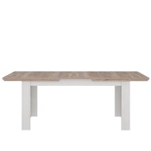 Kulissentisch >ILOPPA< ausziehbar 206,6, Schnee/ Nelson Eiche Dekor - 160/206,6x75x90cm BxHxT