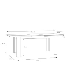 Kulissentisch >ILOPPA< ausziehbar 206,6, Schnee/ Nelson Eiche Dekor - 160/206,6x75x90cm BxHxT