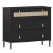 Kommode >WZ-0800< 3 Schubladen, Kiefer massiv schwarz lackiert  - 90x80x40 (BxHxT)