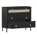 Kommode >WZ-0800< 3 Schubladen, Kiefer massiv schwarz lackiert  - 90x80x40 (BxHxT)