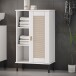 Badkommode >WZ-0800< 1 Tür, 4 Böden, Kiefer massiv weiß lackiert  - 52x90x32 (BxHxT)