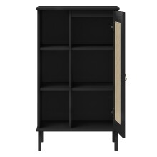 Badkommode >WZ-0800< 1 Tür, 4 Böden, Kiefer massiv schwarz lackiert  - 52x90x32 (BxHxT)
