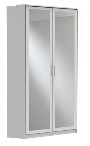 Eckkleiderschrank >Click< in weiss Dekor / Spiegel - 95x198x95 (BxHxT)