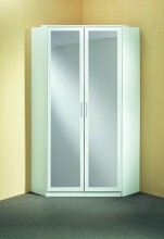 Eckkleiderschrank >Click< in weiss Dekor / Spiegel - 95x198x95 (BxHxT)