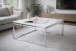 Couchtisch >Reno< in MDF weiß, Metall verchromt - 70x40x70cm (BxHxT)