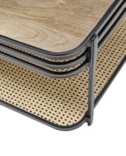 Couchtisch >Bomi< Mango massiv / Metall schwarz / Wiener Geflecht - 92x40x60cm (BxHxT)