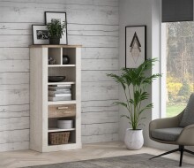 Regal >DURO< Schublade, Pinie Weiss / Eiche Antik...