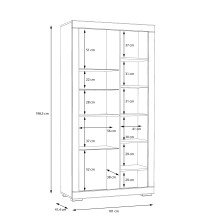 Vitrine >SNOW< 2 Türen, 1 verglast, in weiß - 101x198,5x41,4cm (BxHxT)