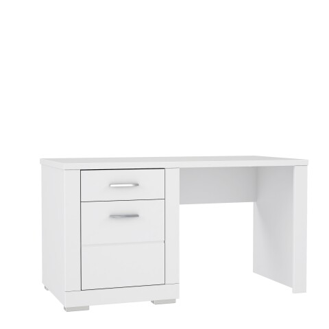 Schreibtisch >SNOW< 1 Tür, 1 Schublade, in weiß - 138x75,9x67,4cm (BxHxT)