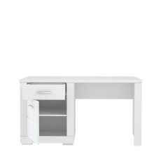 Schreibtisch >SNOW< 1 Tür, 1 Schublade, in weiß - 138x75,9x67,4cm (BxHxT)