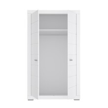 Kleiderschrank >SNOW< 2 Türen, 1 Stange, 1 Boden, in weiß - 116x198,5x59,3cm (BxHxT)