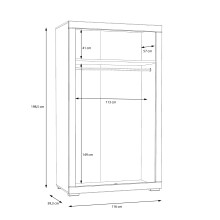 Kleiderschrank >SNOW< 2 Türen, 1 Stange, 1 Boden, in weiß - 116x198,5x59,3cm (BxHxT)
