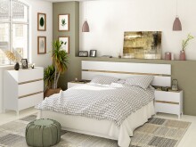 Kommode >TEMPUS< 3 Schübe, Artik Weiß / Nodi Eiche Dekor - 79x90x41 (BxHxT)